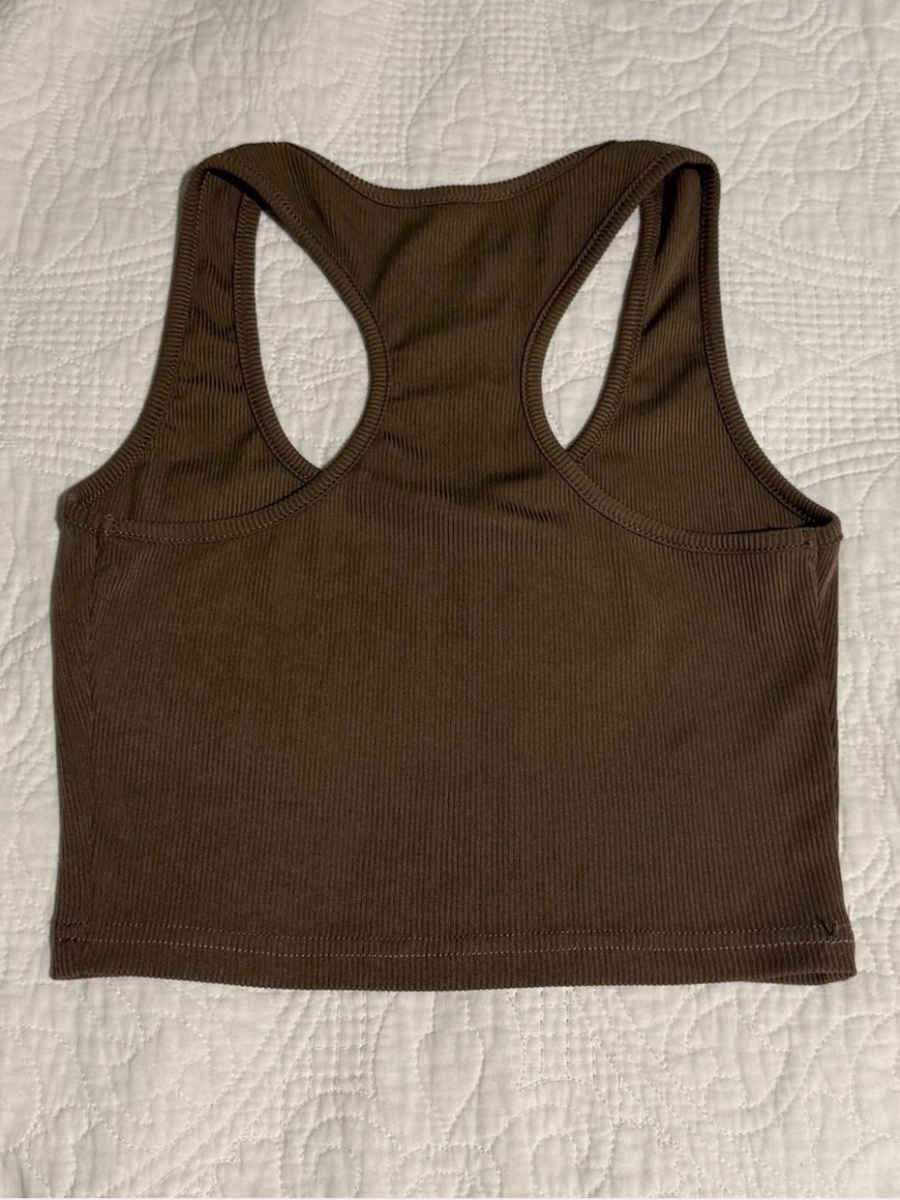 SHEIN Brown Ribbed Racerback Crop Tank - Picture 2 of 2